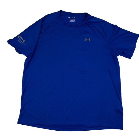 Under Armour The Tech Tee EATON Logo Fayetteville Blue Active T-Shirt XXL 2XL - Picture 1 of 16
